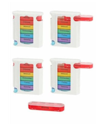 4x Tablettenbox Pillenbox  7 Tage 4 Fächer bunt