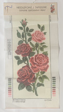 Needlepoint Canvas Pink Red Rose Roses Grafitec Serigraphy Printed 10 Count NEW