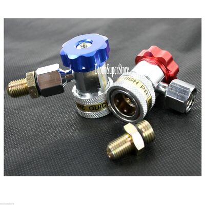 Deluxe Adjustable AC R134a Quick Coupler Connector  Adapter 1/4'' SAE HVAC