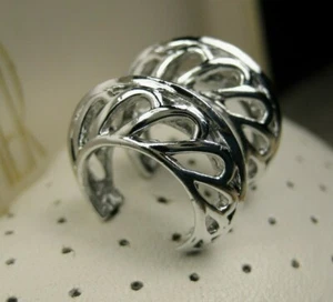 Vintage Sterling Silver Plated Bold Chic Silver Plated Small Hoop Post Earrings