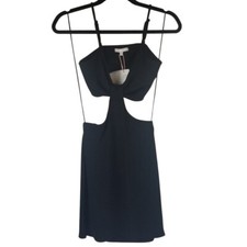 NWT GB Ribbed Knit Cut Out Women's Black Dark Romantic Mini Dress Sz S