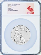 2023 P Australia Silver Lunar Year of the Rabbit 5oz $8 Coin NGC MS70 FR