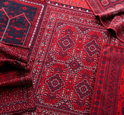 Afghanischer roter Teppich maschinenwaschbar rutschfest Wohnzimmer groß traditionelles Schlafzimmer