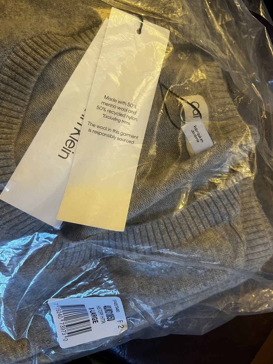 NEW Calvin Klein Men's Crewneck Monogram Logo Wool Sweater COLOR