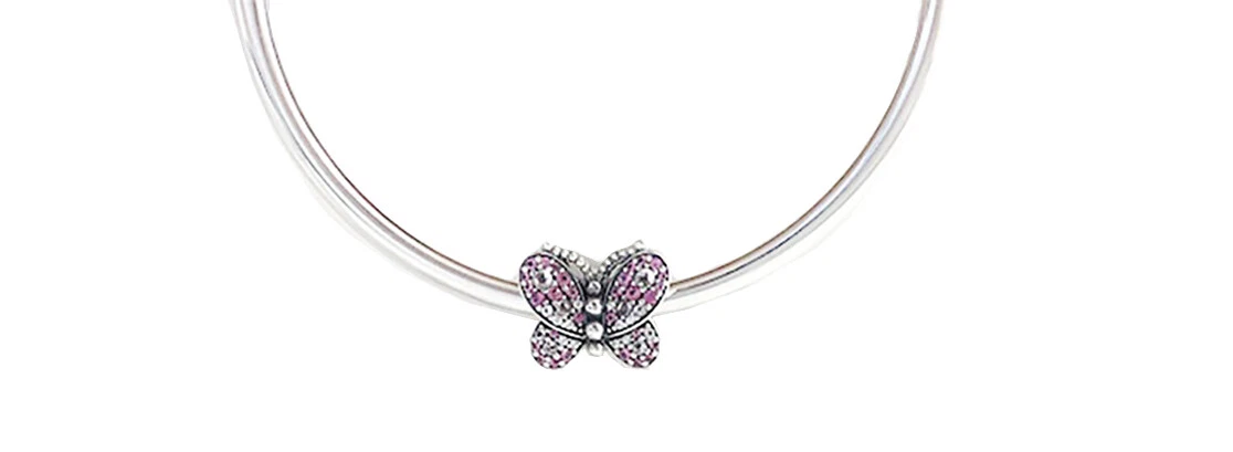 NEW Authentic PANDORA CZ Dazzling Pink Butterfly Charm Pendant | eBay