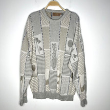 VTG Shenandoah Golf Textured 3D Grandpa Sweater Beige Embroidered USA Sz XL