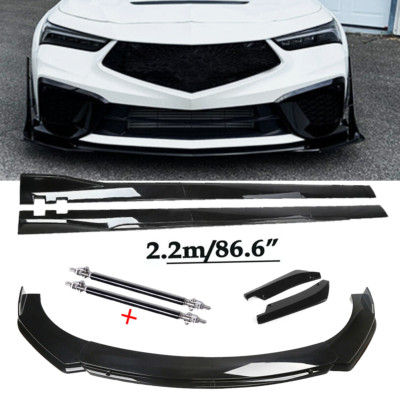 Front Bumper Spoiler Side Skirt Strut Rods Gloss Black For Acura Integra