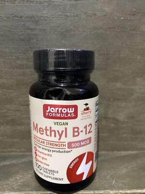 Jarrow Formulas Methyl B-12 100 Chewable Tablets Cherry 500mcg Sealed Exp 1/2025