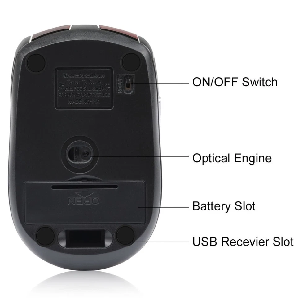 2.4GHZ Wireless Mouse Optical Gaming Mouse Usb Mice Trackball Adjustable DPI lap - Image 4 of 4