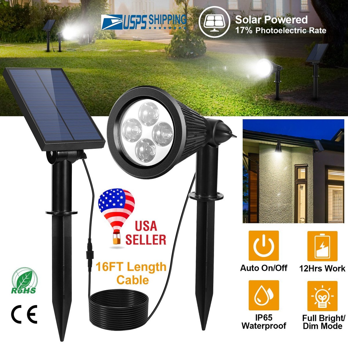 ライト・ランタン LED spotlight set of 2 Westinghouse Solar 3.7 Volt Black LED Spotlight with Color