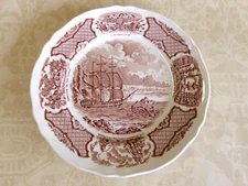 Alfred Meakin Fair Winds Brown Transferware Salad Plate England Ships