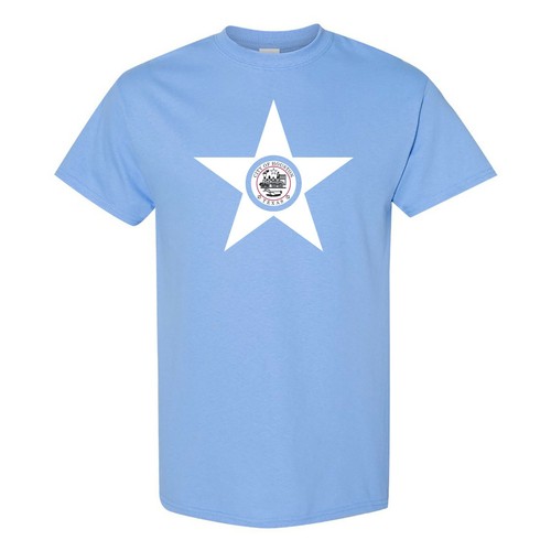 Houston US City Flag Hometown Souvenir Basic Cotton T-Shirt - Carolina Blue - 第 1/7 張圖片