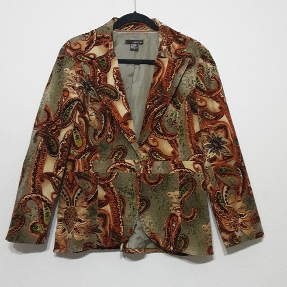 VINTAGE Randi M corduroy paisley PRINT   jacket women 10 lagenlook retro y2k