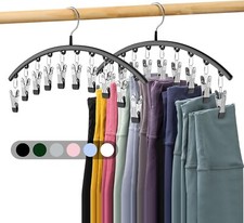 Legging Organizer For Closet Metal Yoga Pants Hangers 2 Pack w/10 Clips Hanging
