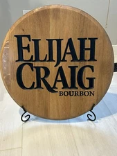 Elijah Craig Sign,Carved Bourbon OAK Whiskey Barrel Head Bar Sign