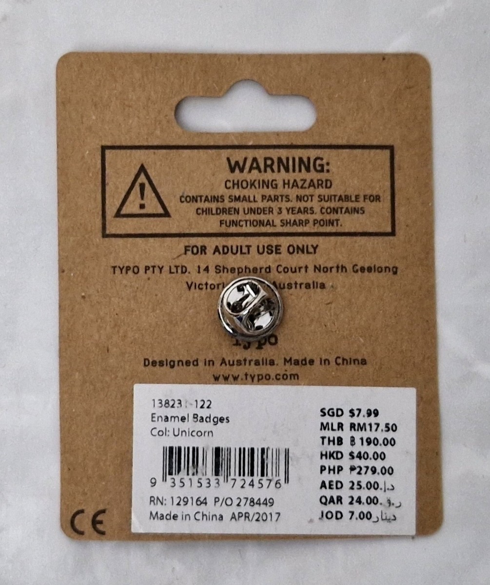 TYPO Lovely Enamel Badge Unicorn Pink Small MRRP £5 | eBay UK