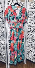 Womens Floral Maxi Dress With Pockets Multi Color Small