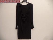 Curvy Sense Plus Women's Black Drape Front Long Open Slit Sleeve Dress, Size 3X
