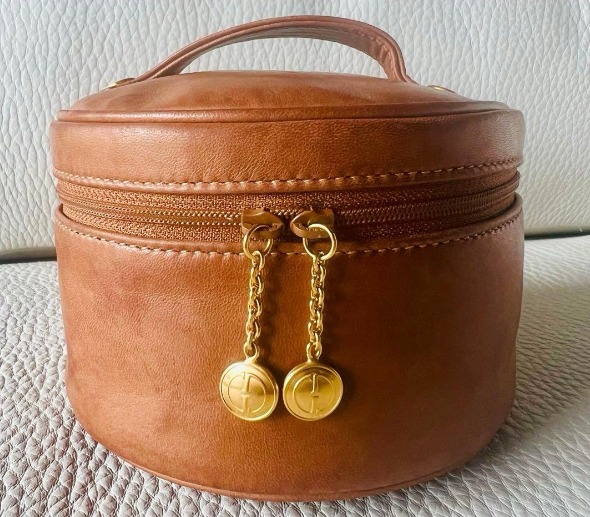 Auth Gucci Mini Vanity Case Leather Brown Cosmetic Pouch Bag Rare Vintage