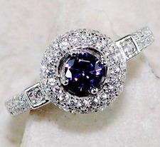 2CT Amethyst White Topaz 925 Solid Sterling Silver Ring Jewelry Sz 6 MK1-3