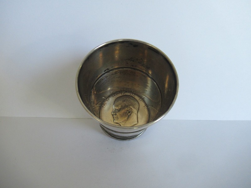 Sterling Silver Eisenhower IKE Dollar Cocktail Shot Cup "Free Shipping"