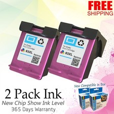 2 Pack 63XL Color Ink Cartridge for HP OfficeJet 3830 4650 5220 5255 ENVY 4520