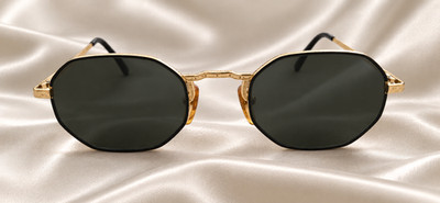 Vintage Sonnenbrille 622 702 135 Gold Metall Geometrisch 90er Made in Italy