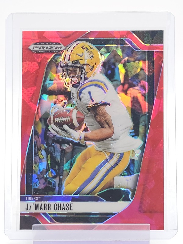 JA'MARR CHASE 2025 PRIZM DRAFT PICKS RED CRACKED ICE #180 LSU Q7262
