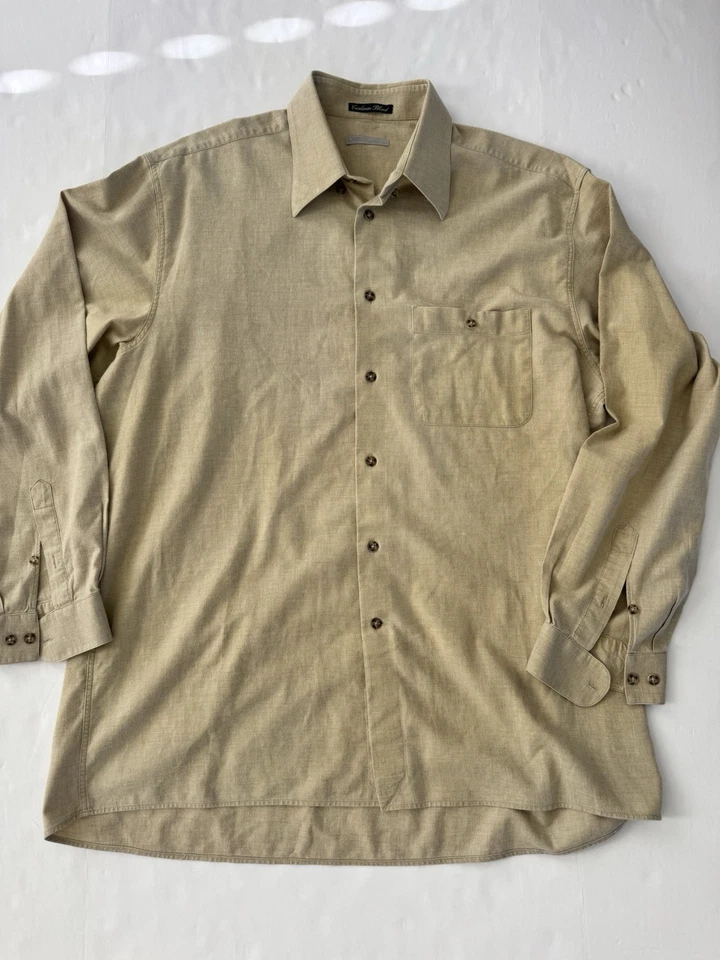 Lazo Mezcla Cachemira Abotonada Para Hombre 2x Beige Tostado Hecho en Italia L/S ✅Talla Foto Foto 2 de 4