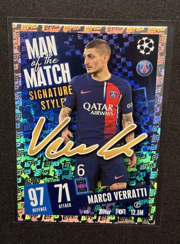 Marco Verratti Auto Topps #415 Man Of The Match Signature Style PSG - Picture 3 of 5