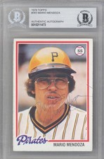 Mario Mendoza Signed 1978 Topps Card 383 Pittsburgh Pirates Beckett