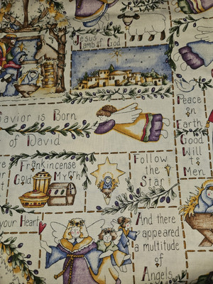Dianna Marcum Marcus Bros Christmas Nativity/Quotes Cotton Fabric 2.25 Yards (A)