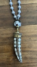 Fabulina Authentic Jeweled Tooth Beaded Necklace Jewelry Shades Of Grey