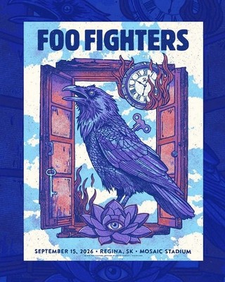 Foo Fighters Regina SK Sep 15 2026 Mosaic Stadium Tour Poster Reprint 18x24''