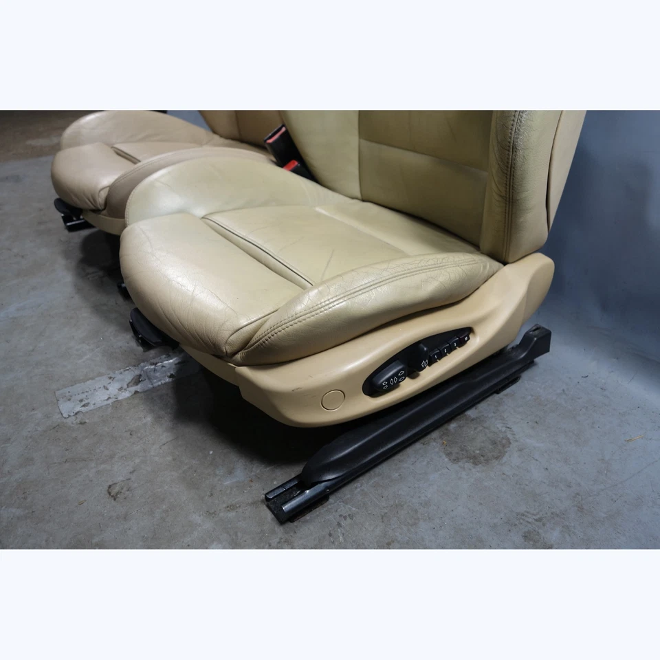 Par de asientos deportivos delanteros BMW E46 1999-2006 serie 3 4 puertas cuero beige OEM Foto 2 de 4