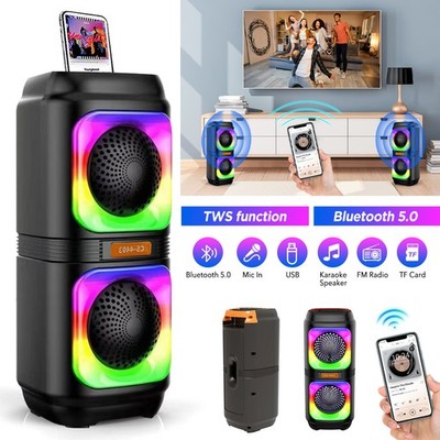 Bluetooth 5.0 Lautsprecher RGB Subwoofer Musikbox Boombox Partybox mit Mikrofon