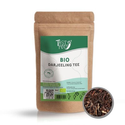 Tasty Pott Bio Schwarzer Darjeeling Tee 1000g Beutel Vorrat Darjeelingtee Tea