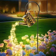 Solar Watering Can Lights Outdoor，Metal Hanging Garden Decor, Waterproof Sola...