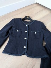 CHANEL Vintage Spring 1997 Iconic Tweed Jacket And Skirt With Logo Buttons FR38