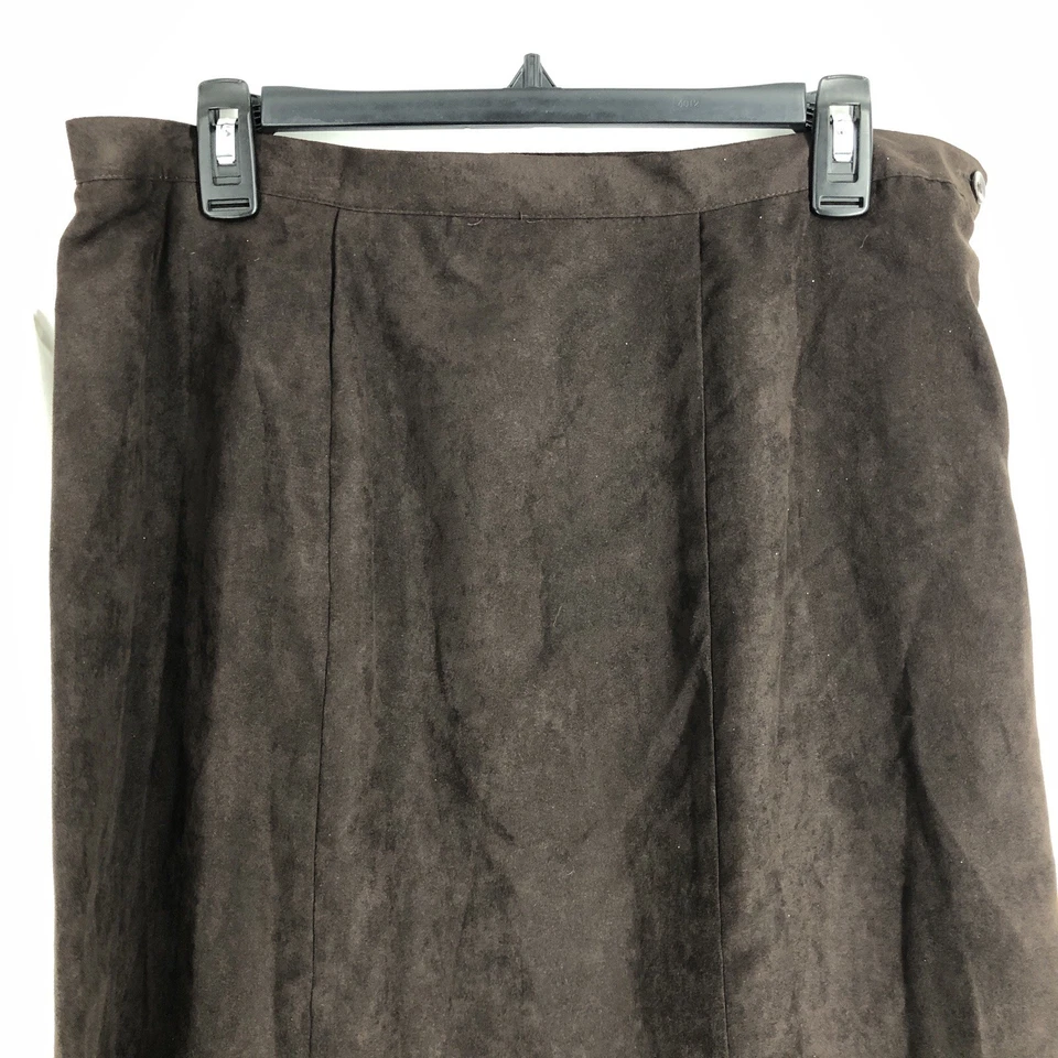 Maxi Falda Grande Notations Marrón Imitación Gamuza Cintura Elástica Cremallera Lateral Foto 2 de 4