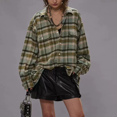 NWT R13 Boyfriend Shirt in Turquoise Plaid Size XS