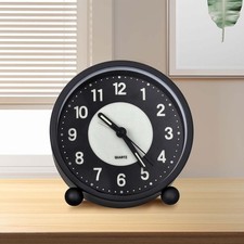 Bedside Alarm Clock No Ticking Battery Power Luminous Round Tableclock Bedroom