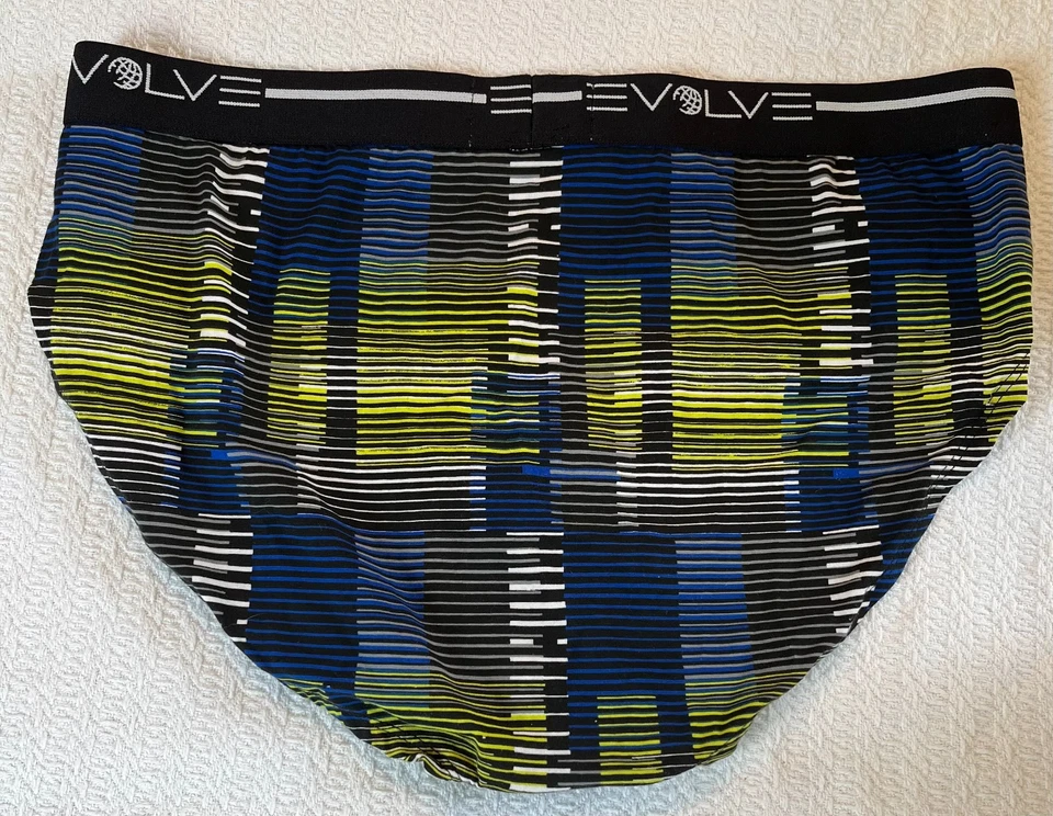 Calzoncillo Evolve azul/verde/negro a rayas no show ropa interior de algodón talla XL Foto 4 de 4