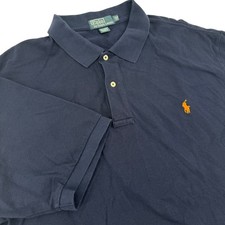 Polo Ralph Lauren Big  Tall 2XB Navy Blue Short Sleeve Polo Shirt Orange Pony