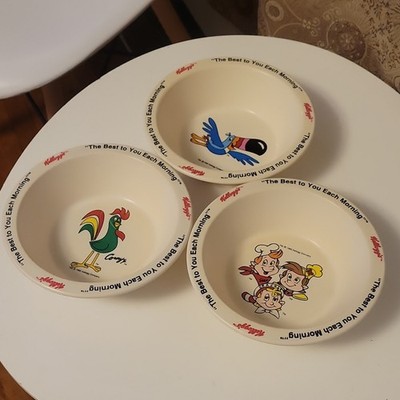 Kellogg Cereal Bowl Set of 3  The Best to You Each Morning  1995 Beige