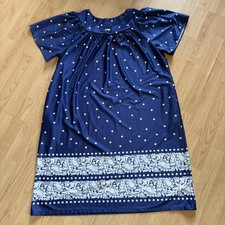 Anthony Richard  s House Dress Nightgown Size L Blue Dots Flowers Pockets Cottage