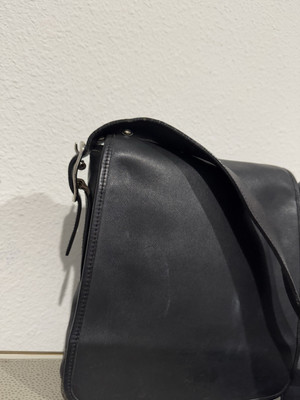 Coach Black Leather Foldover Crossbody Saddle Messenger Shoulder