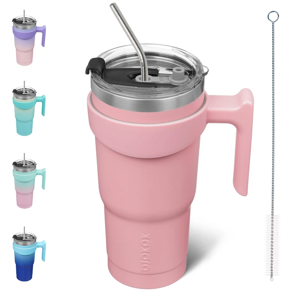 Tumbler With Handle 20 oz Stainless Steel Double Wall Insulated Tumbler Cups ...