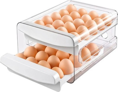 Zagtag Egg Holder for Fridge 2 Tier 40 Egg Organizer Clear Storage Tray