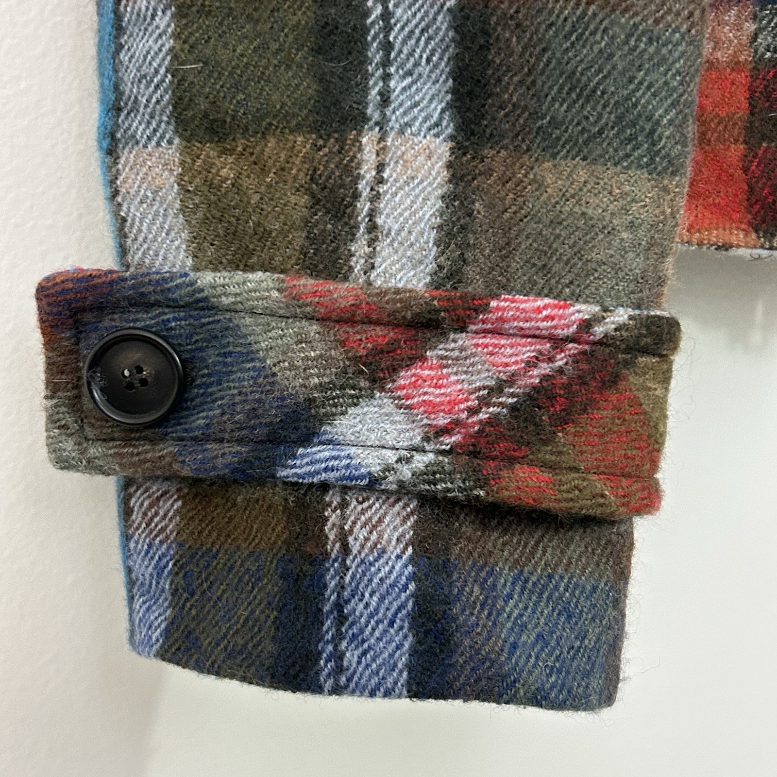 Veronica Beard Virgin Wool Hooded Plaid Duffel Jacket Womens Size 12